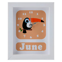 Stripey Cats Personalised Tilly Toucan Framed Clock, 23 x 18cm